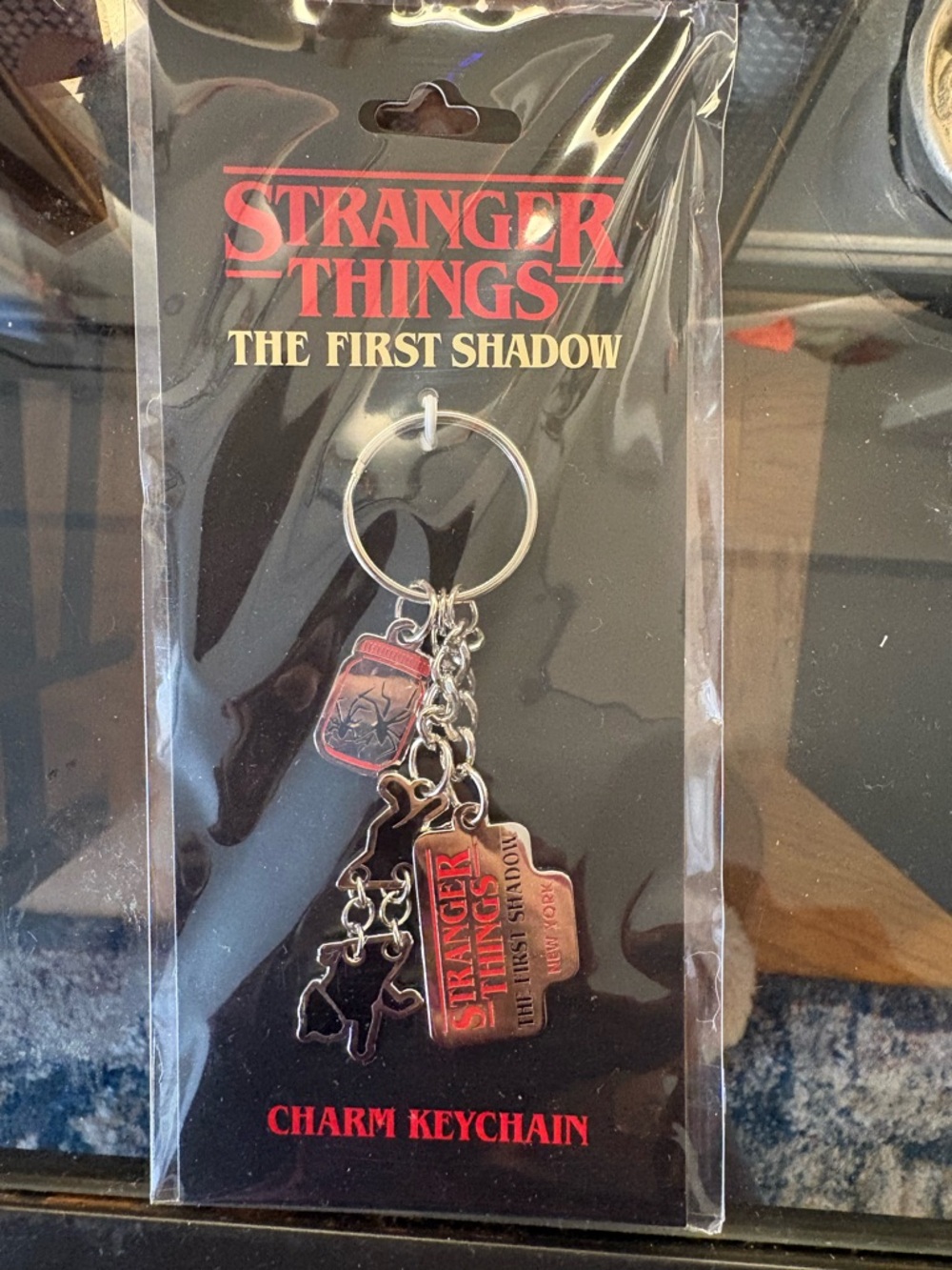 Stranger Things The First Shadow Red & Silver Charm Keychain